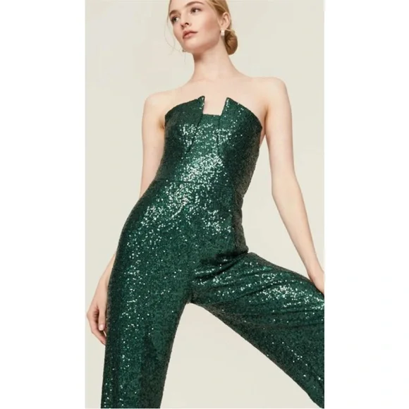 Black Halo Lena Jumpsuit in green, Size: 0 - Picture 4 of 15